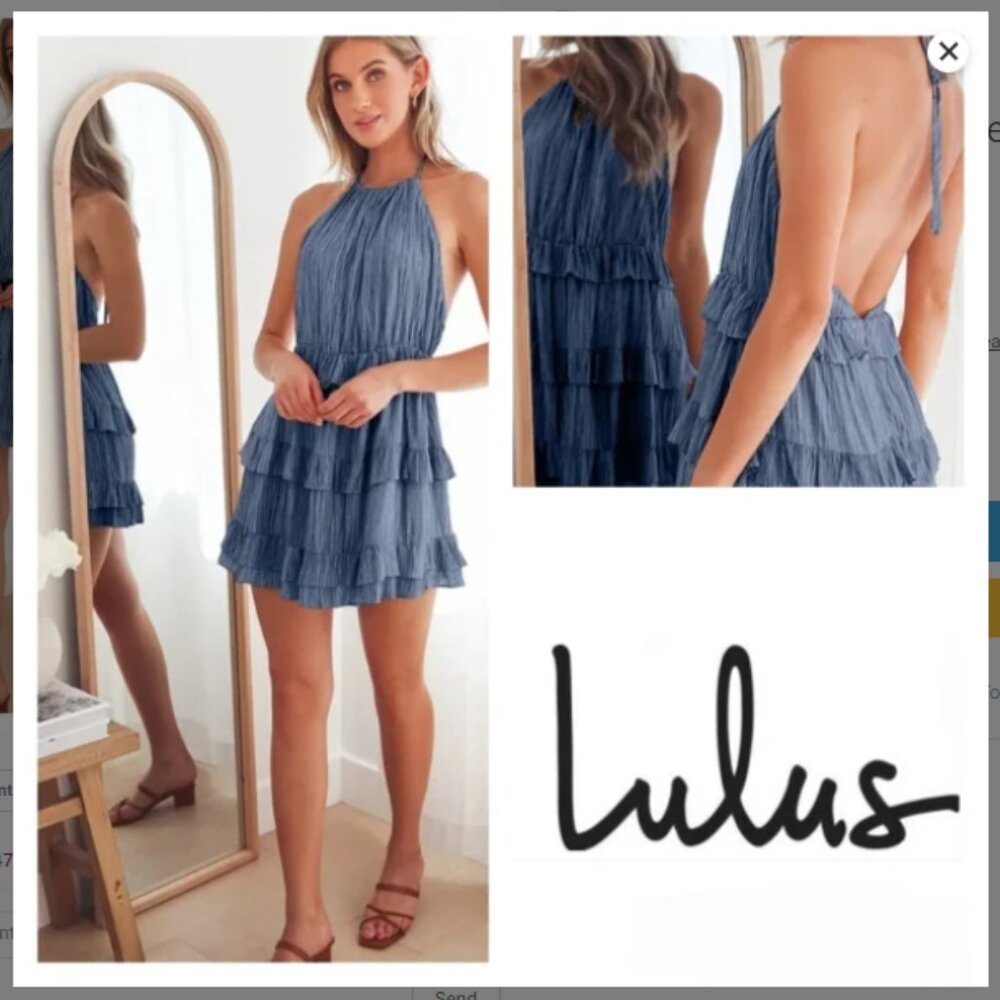 Lulu's Downright Darling Light Blue Ruffled Halter Mini Dress - XS - Picture 2 of 12